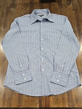 John Varvatos Light Blue Vertical Stripe Button Down Shirt